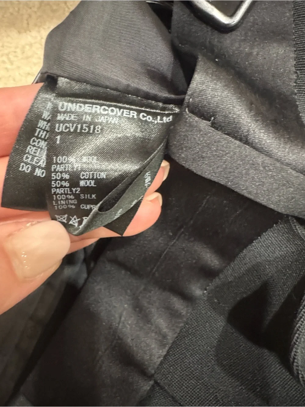 Undercover Black Wide-Leg Pants with White Cuffs
